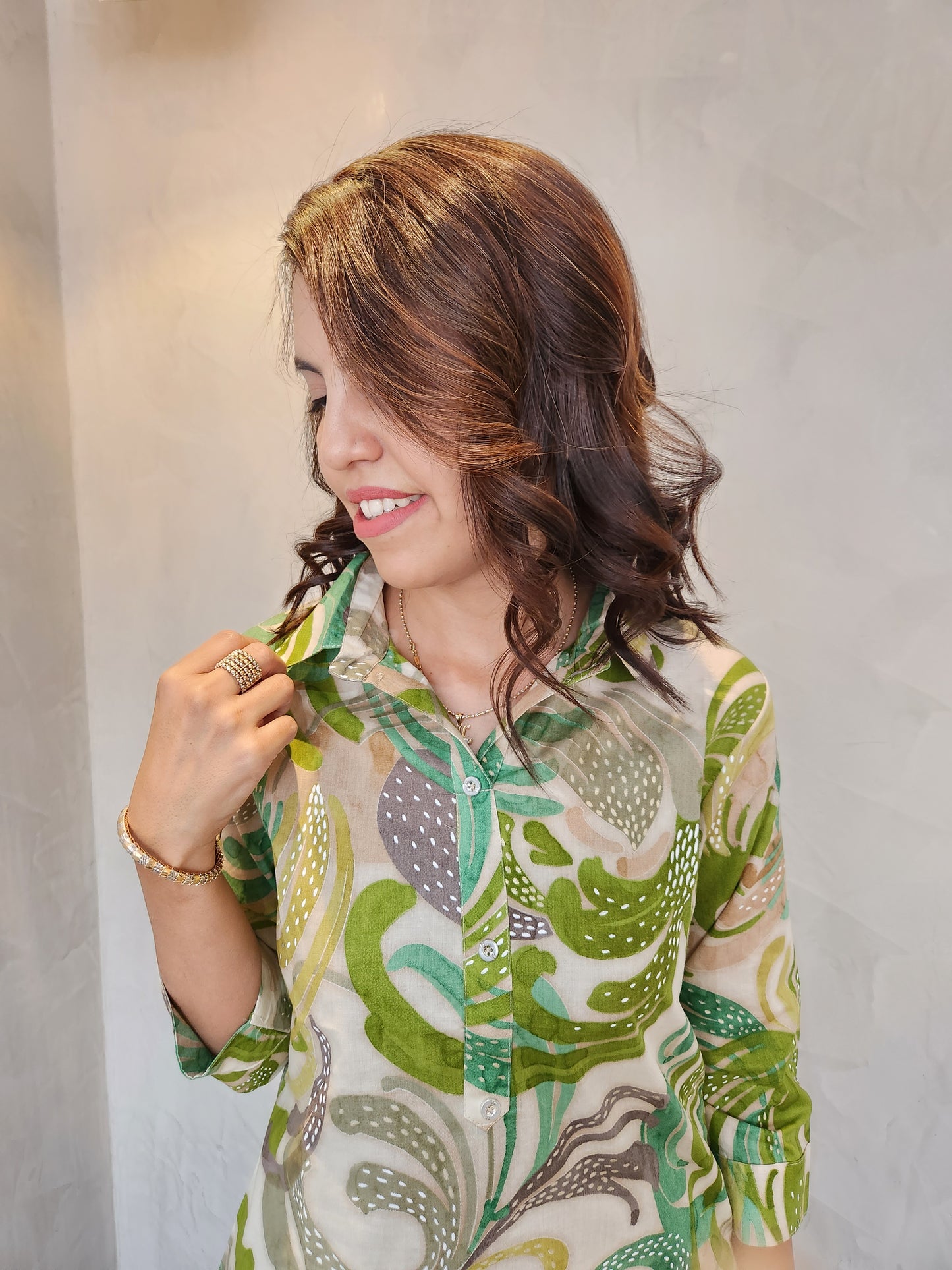Green Floral Print Cotton Coord Set