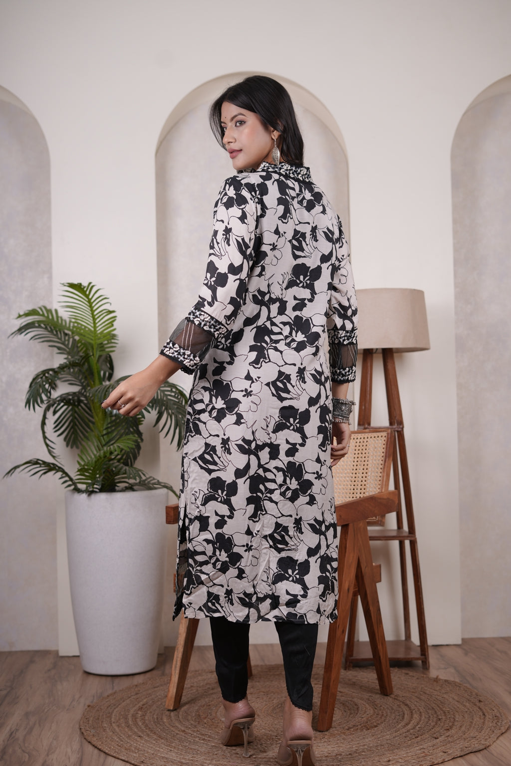 Black Kurti, tulip pant, and dupatta set