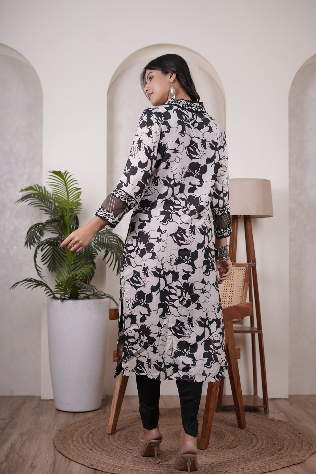 Black Kurti, tulip pant, and dupatta set