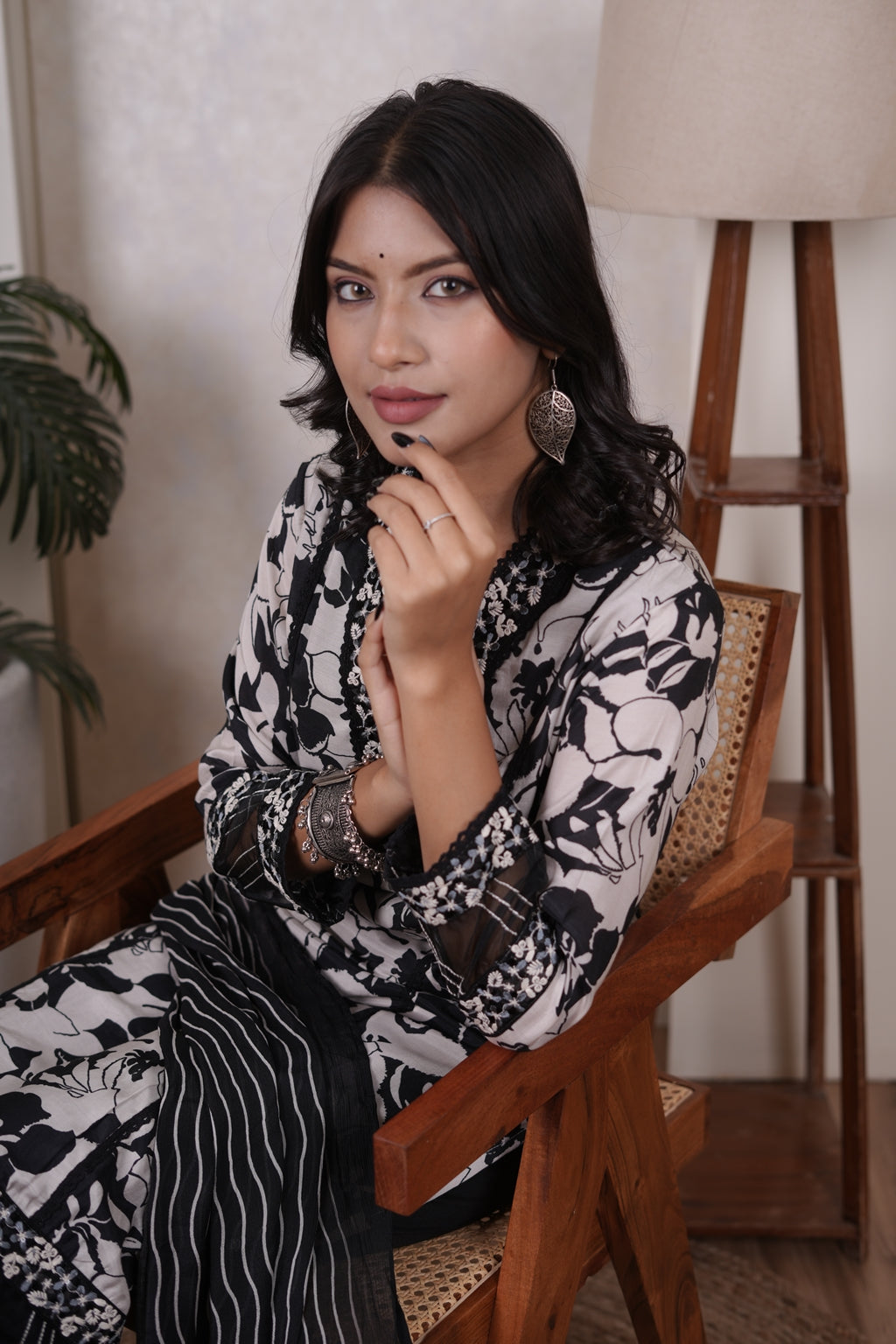 Black Kurti, tulip pant, and dupatta set
