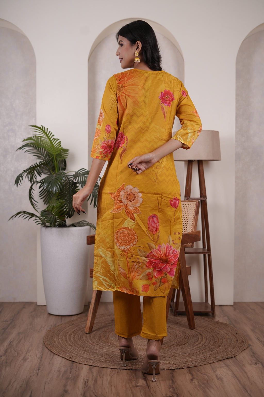 Yellow Kurti Pant dupatta set