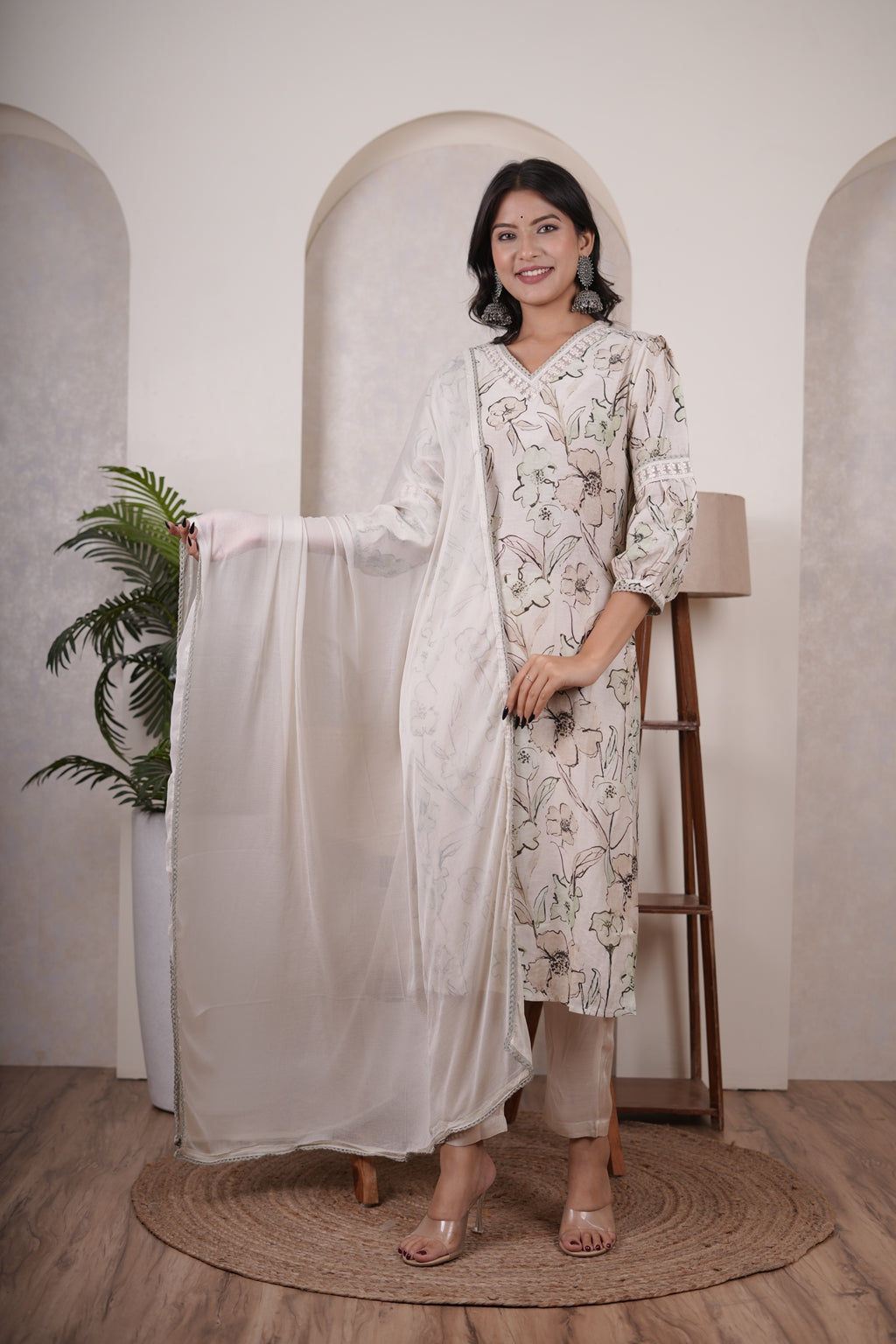 C - Green Kurti Pant dupatta set