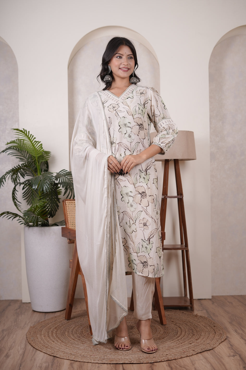 C - Green Kurti Pant dupatta set