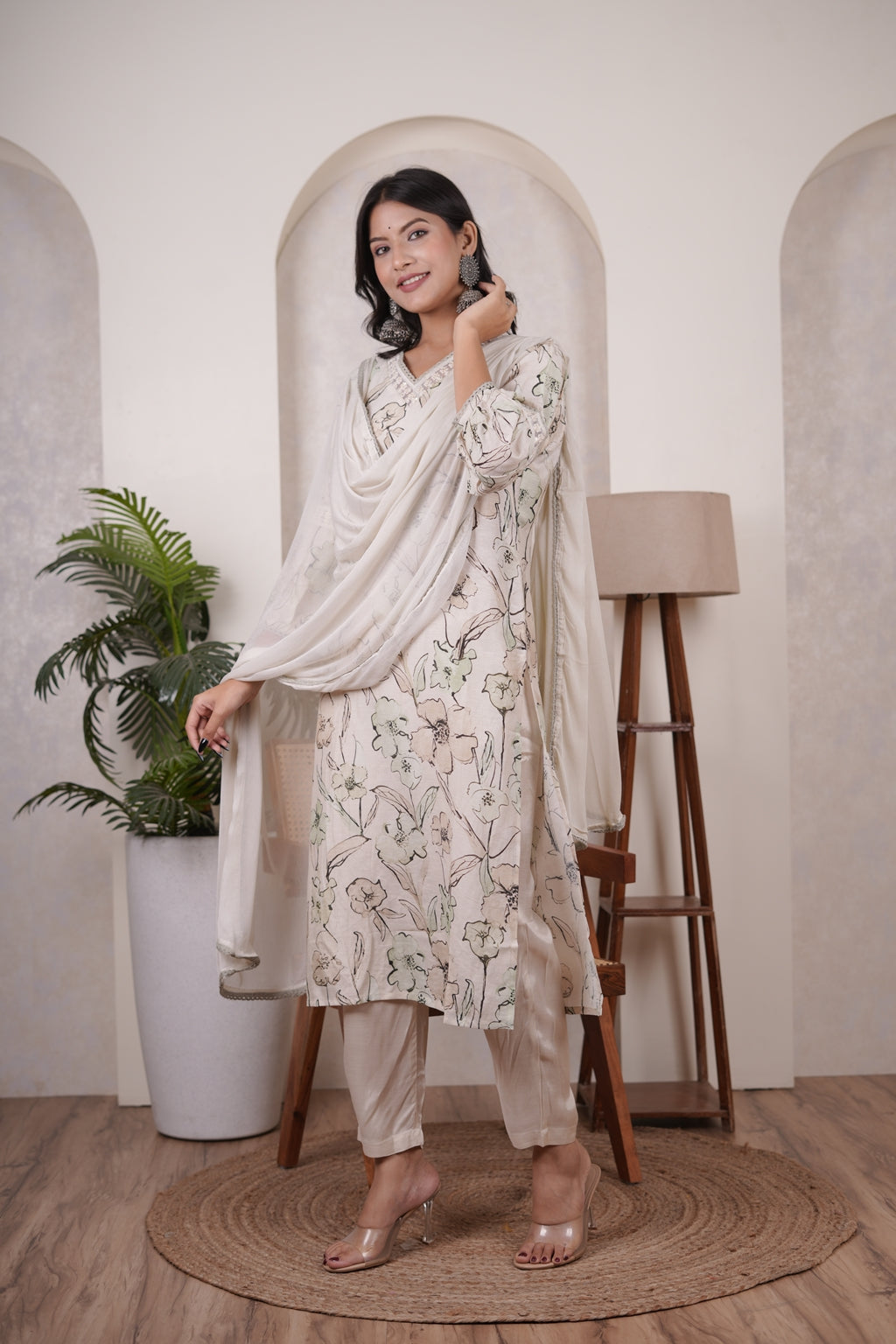 C - Green Kurti Pant dupatta set
