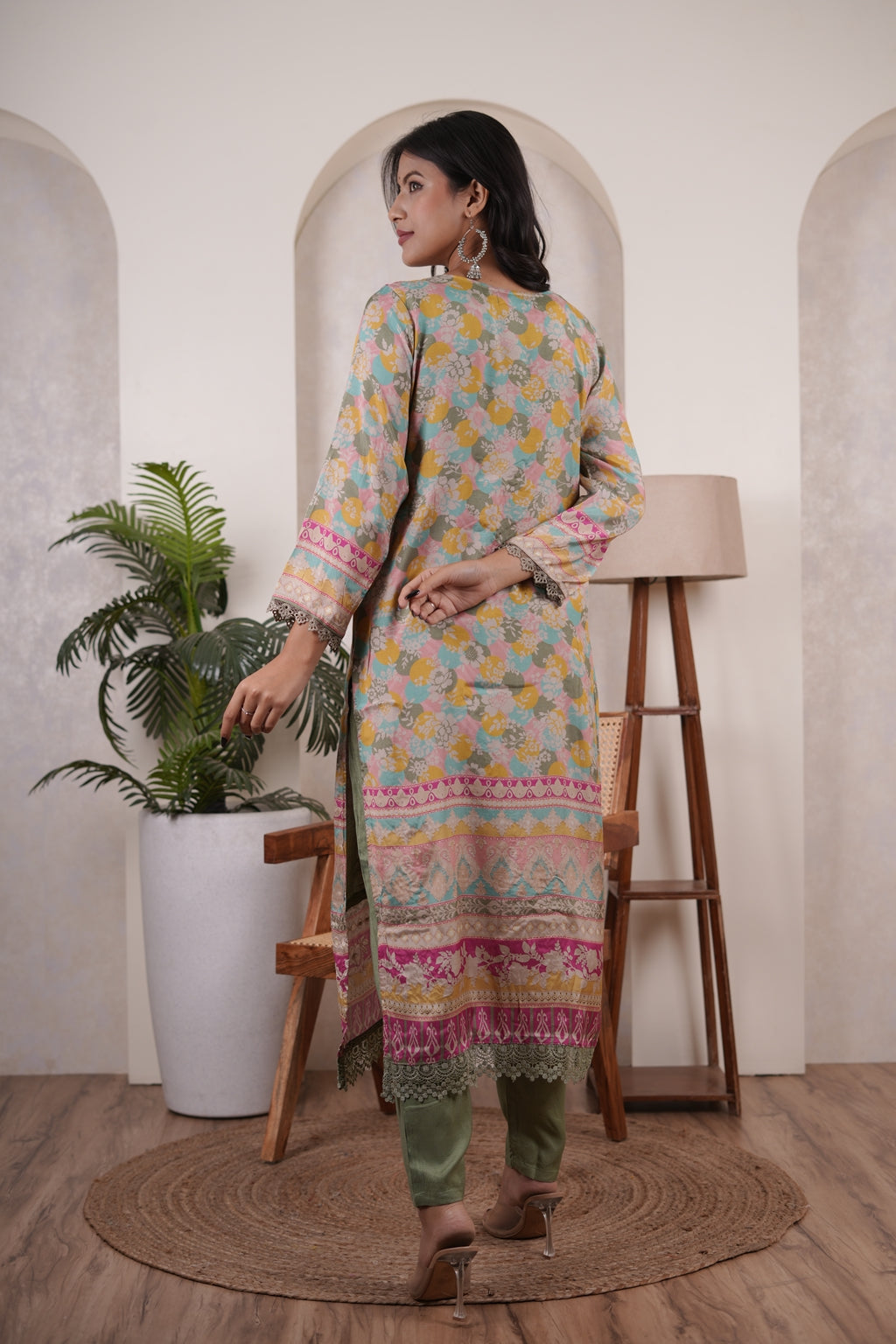 green Kurti Pant dupatta set