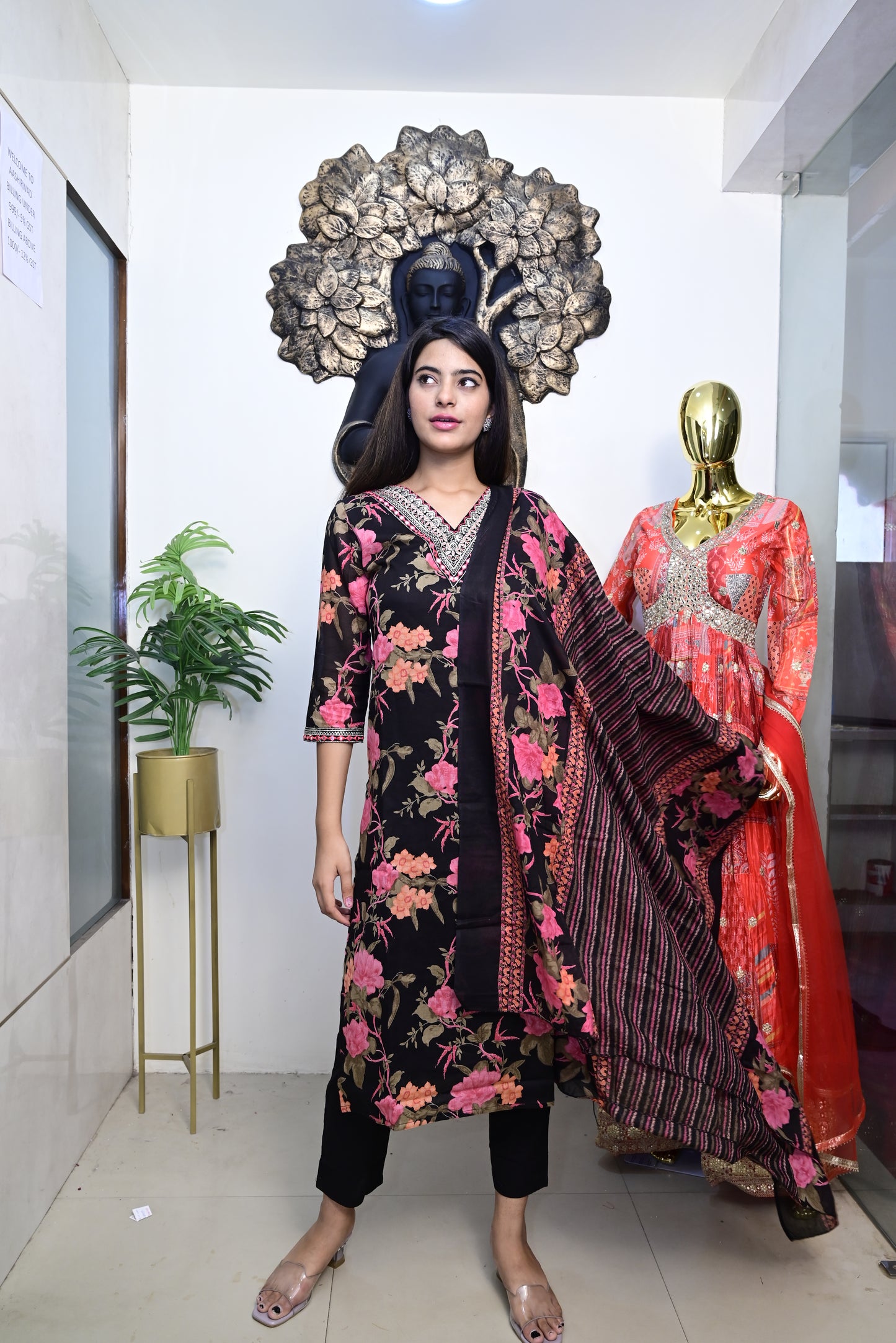 Black Kurti pant dupatta set