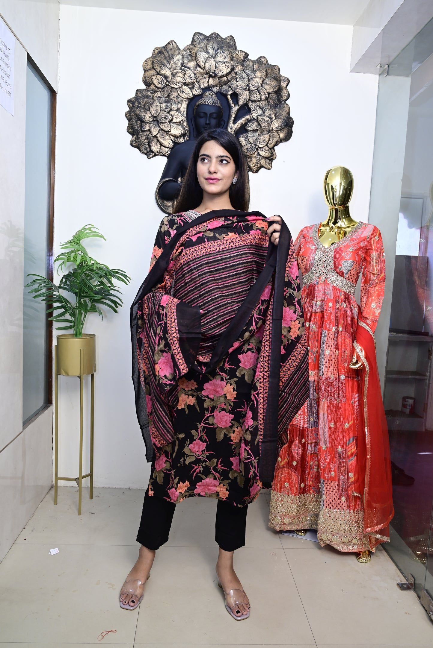 Black Kurti pant dupatta set