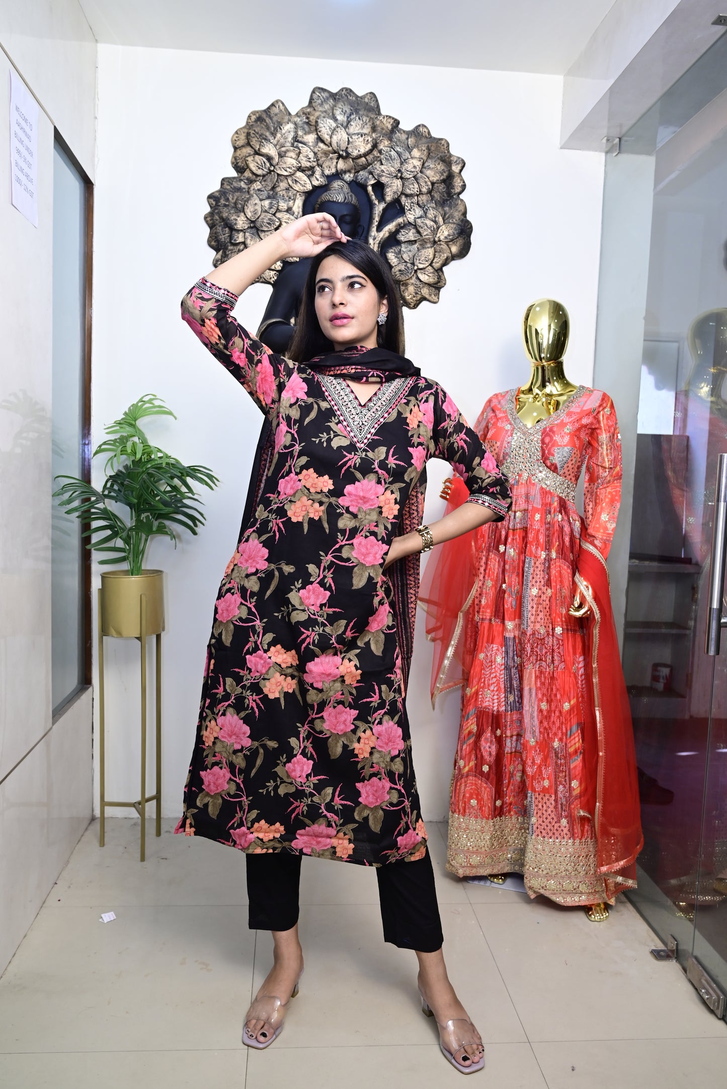 Black Kurti pant dupatta set