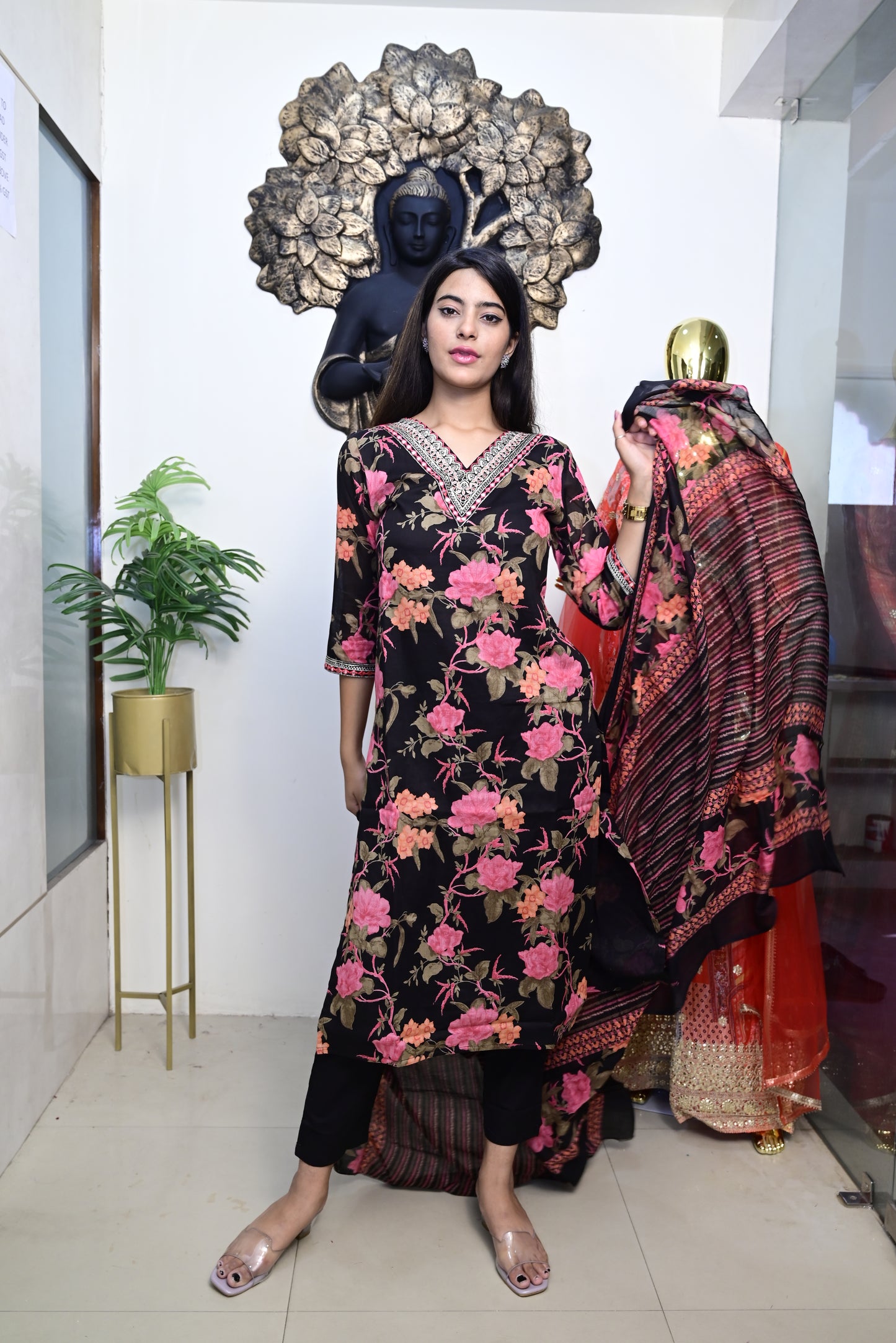 Black Kurti pant dupatta set