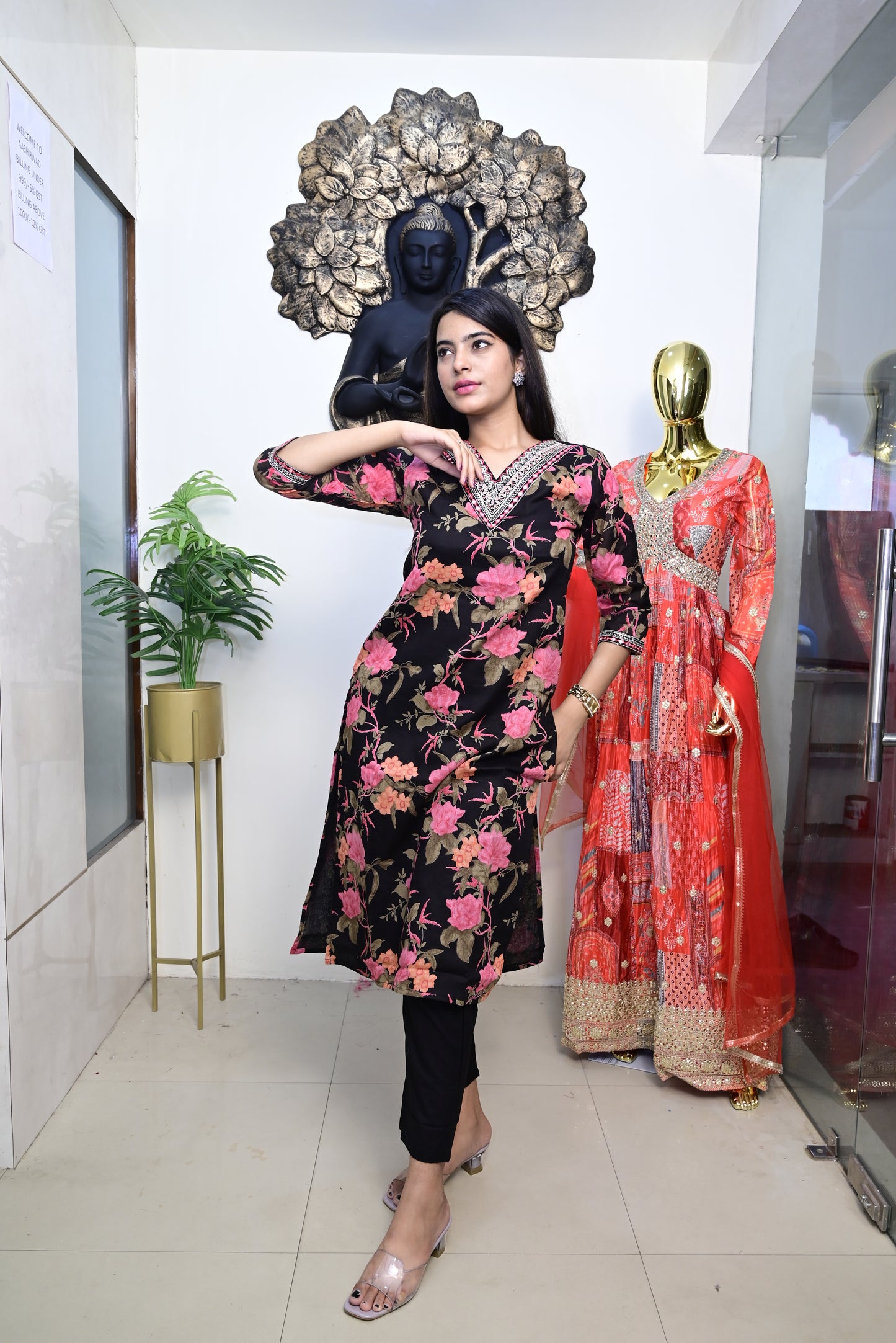 Black Kurti pant dupatta set