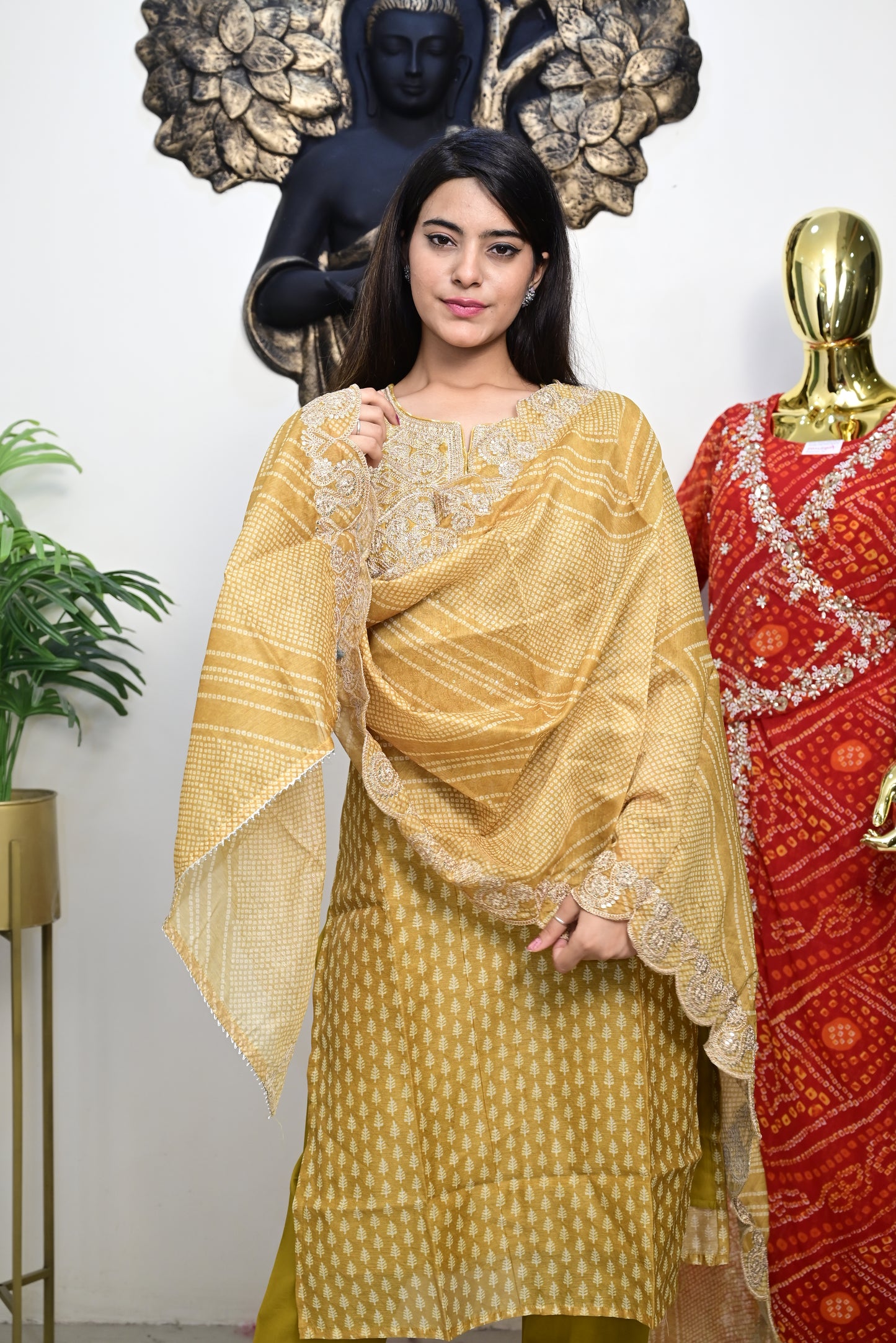 Yellow Kurti pant dupatta set