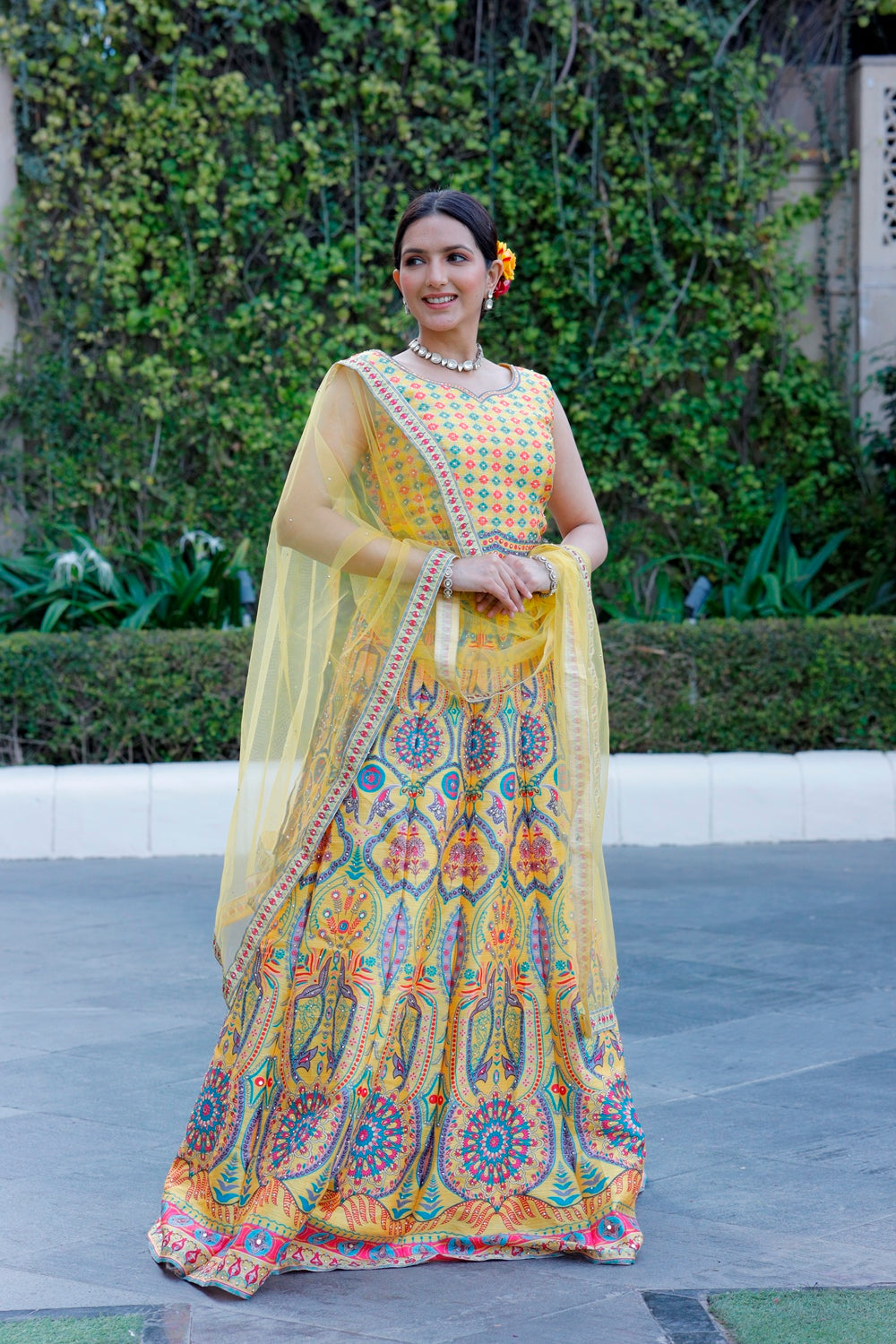 Yellow Crop Top Lehanga Set