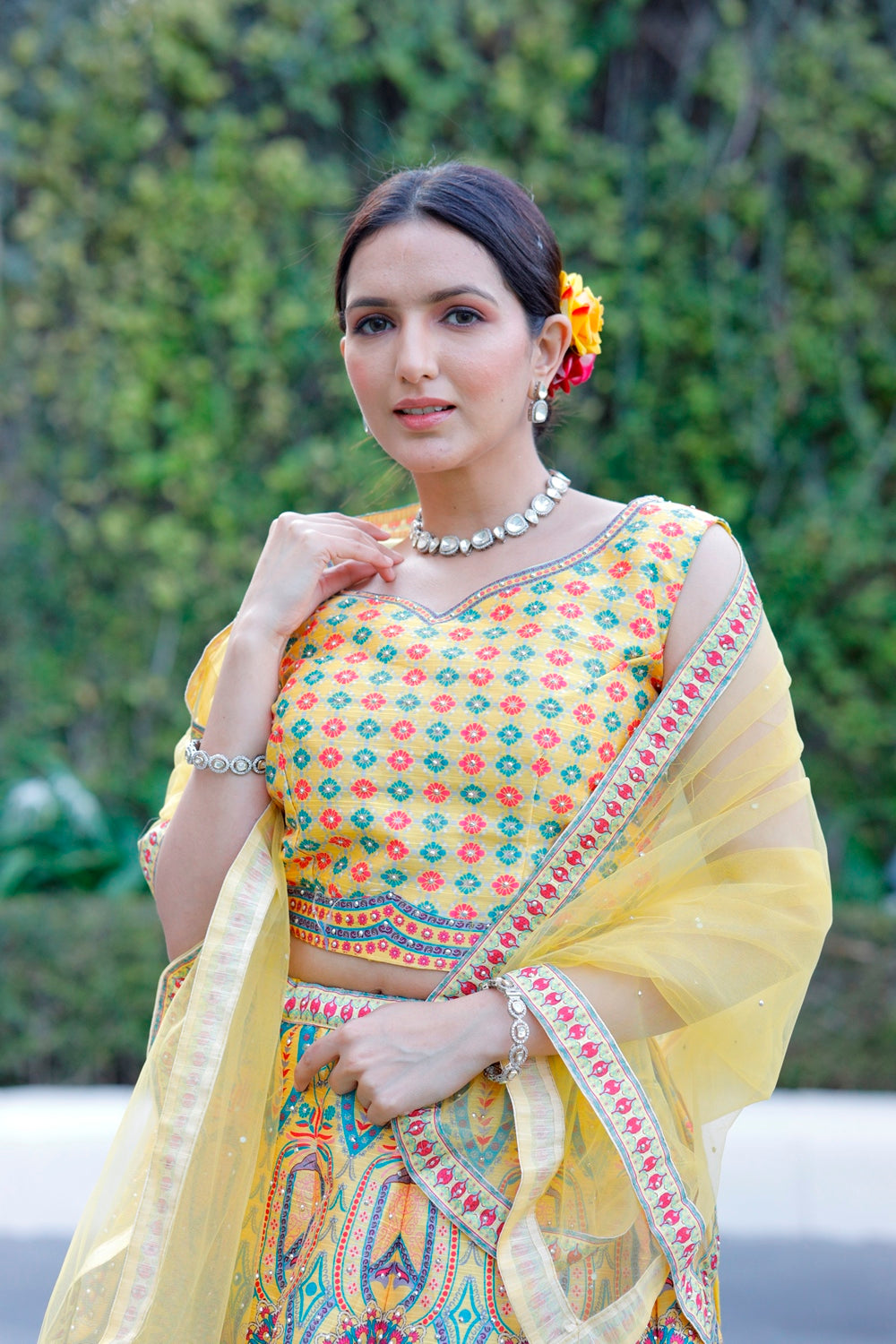 Yellow Crop Top Lehanga Set