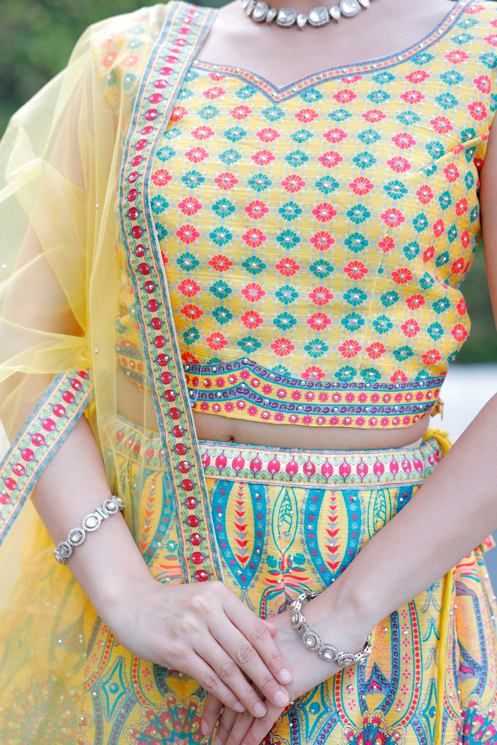 Yellow Crop Top Lehanga Set