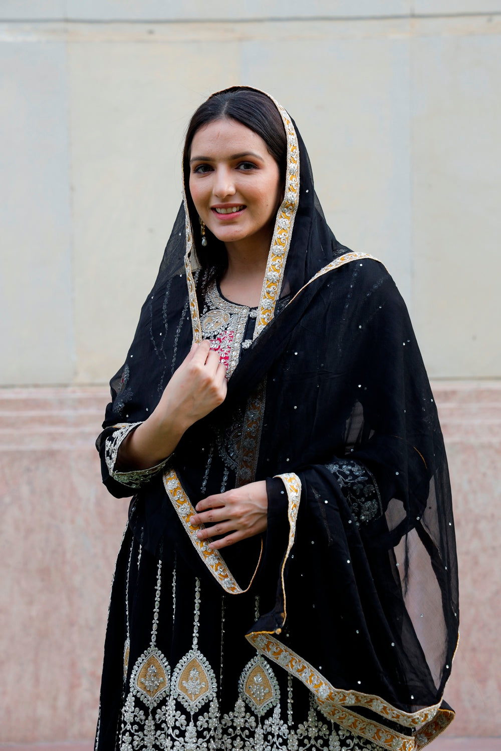 Black Anarkali with Palazzo & Dupatta Set