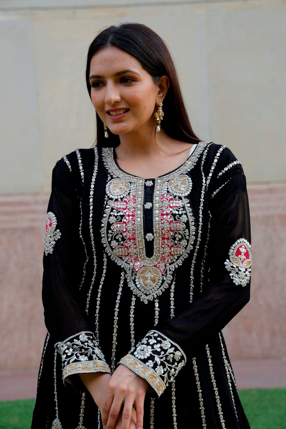 Black Anarkali with Palazzo & Dupatta Set