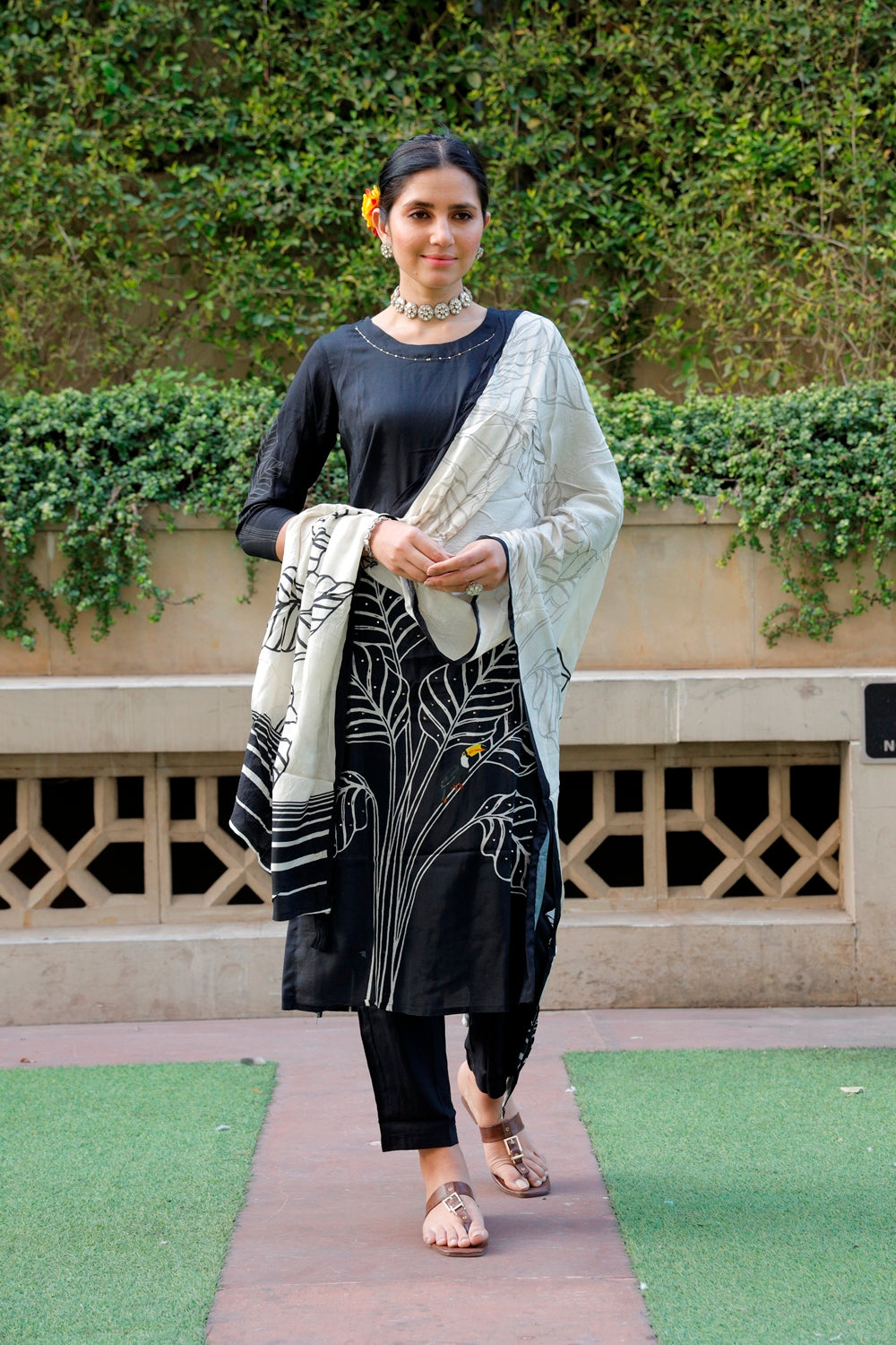 Black Kurti, Pant & Dupatta Set
