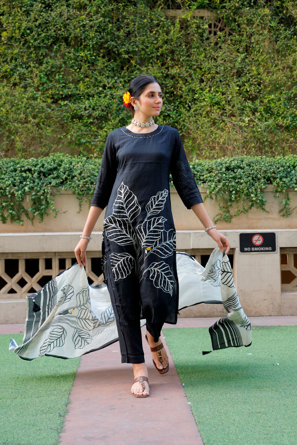 Black Kurti, Pant & Dupatta Set