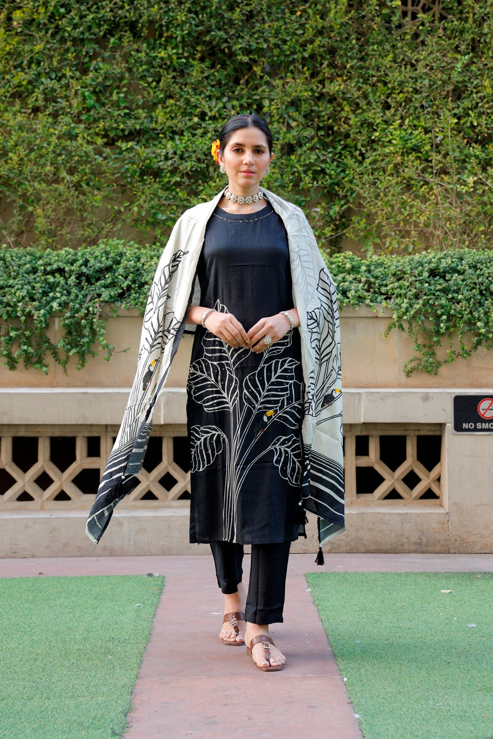 Black Kurti, Pant & Dupatta Set