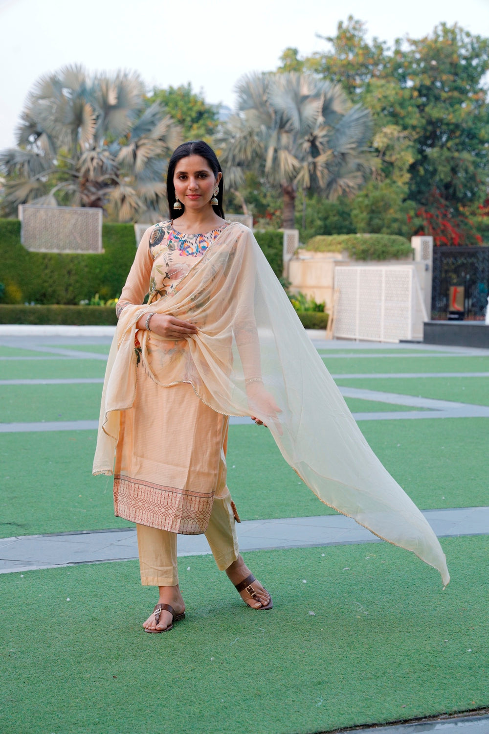 Yellow Kurti, Pant and Dupatta Set