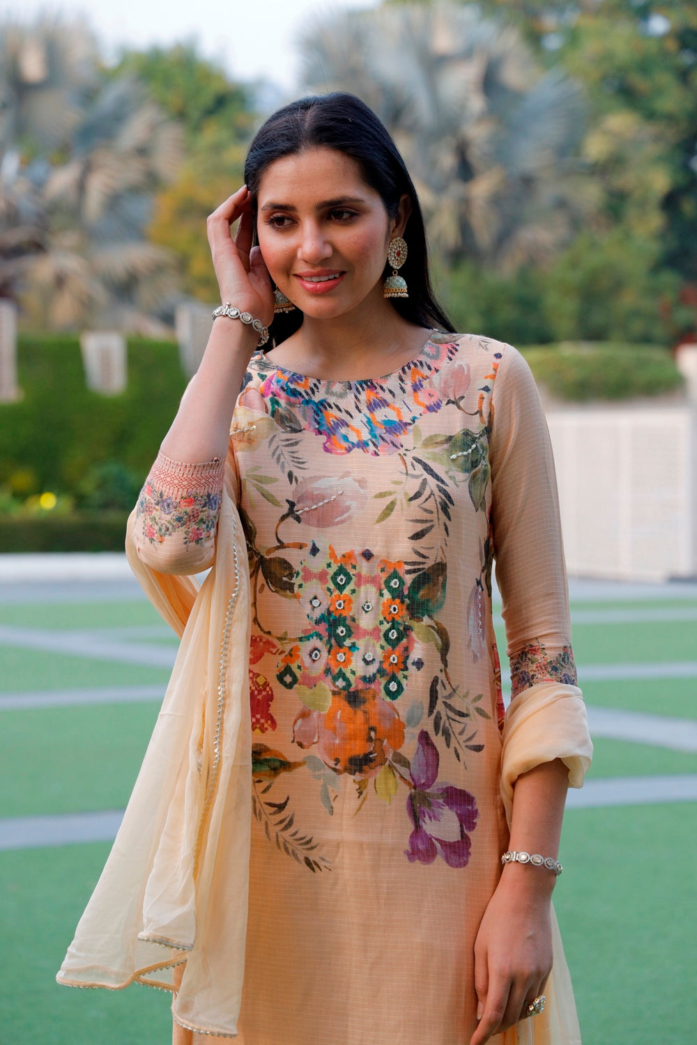 Yellow Kurti, Pant and Dupatta Set