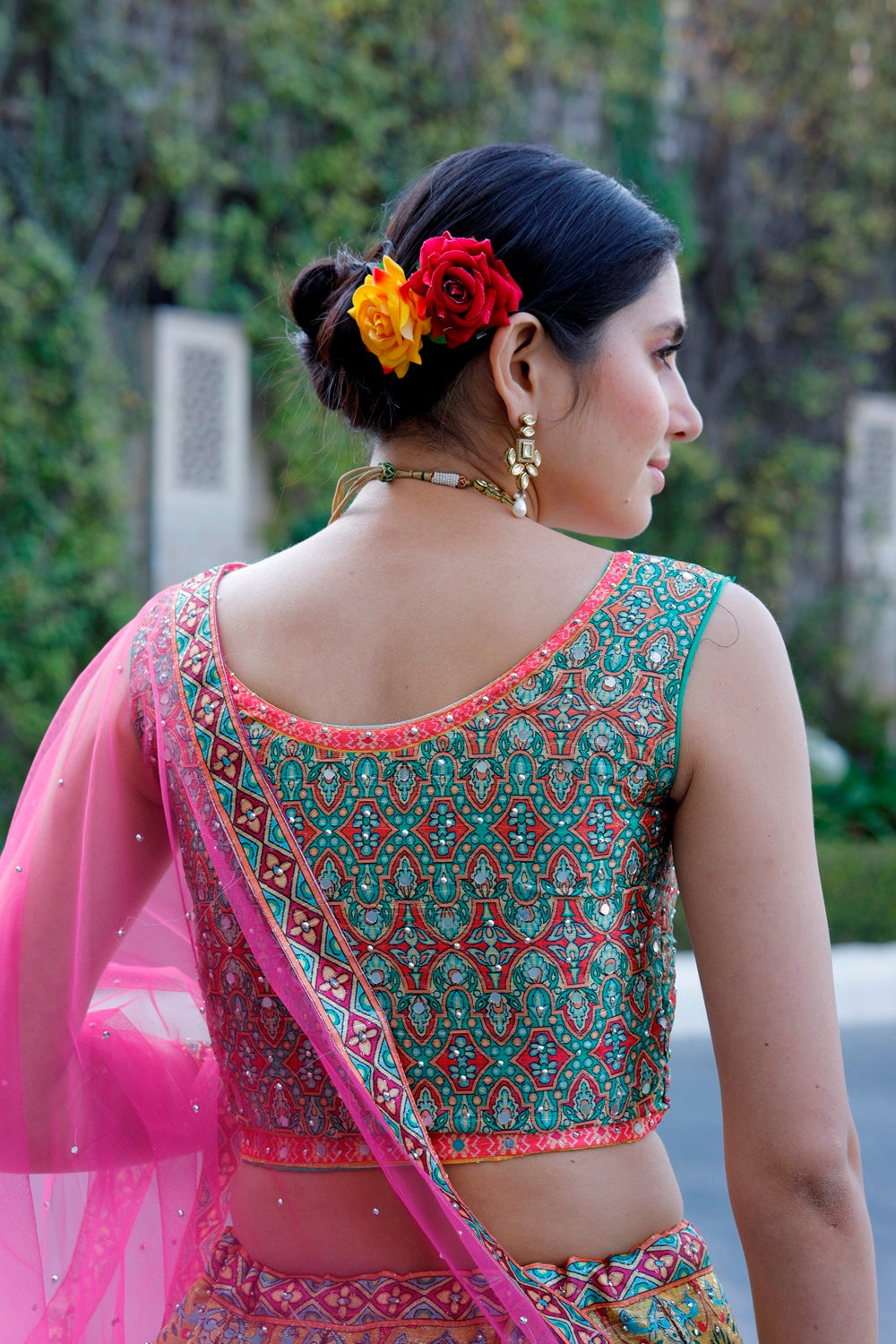Multicolor Crop Top Lehanga Set