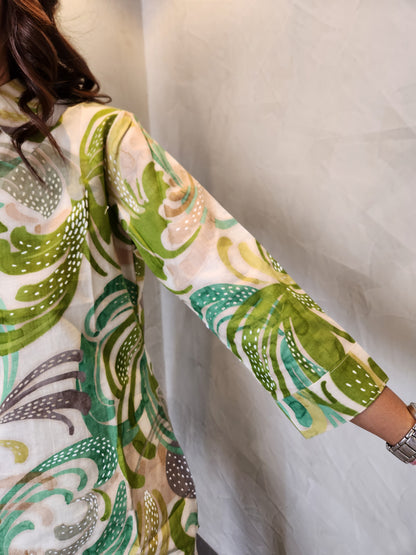 Green Floral Print Cotton Coord Set