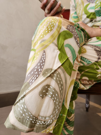 Green Floral Print Cotton Coord Set