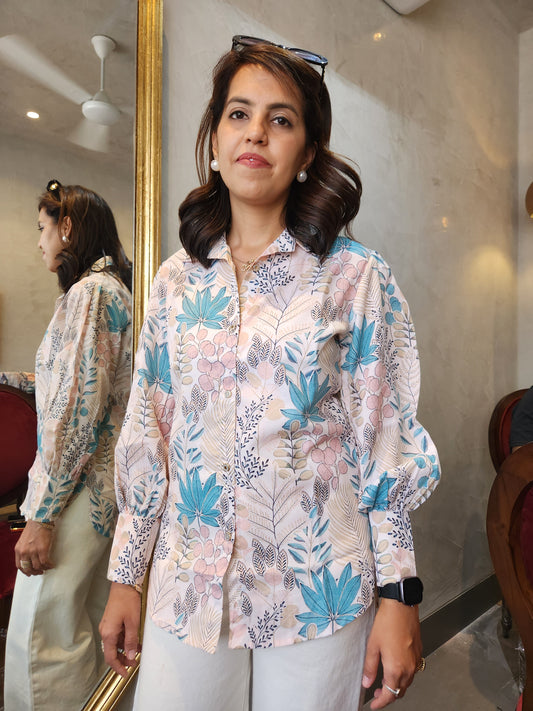 Pink Floral Print Cotton Top