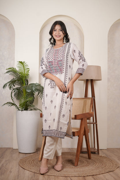 White Black Kurti Pant dupatta set