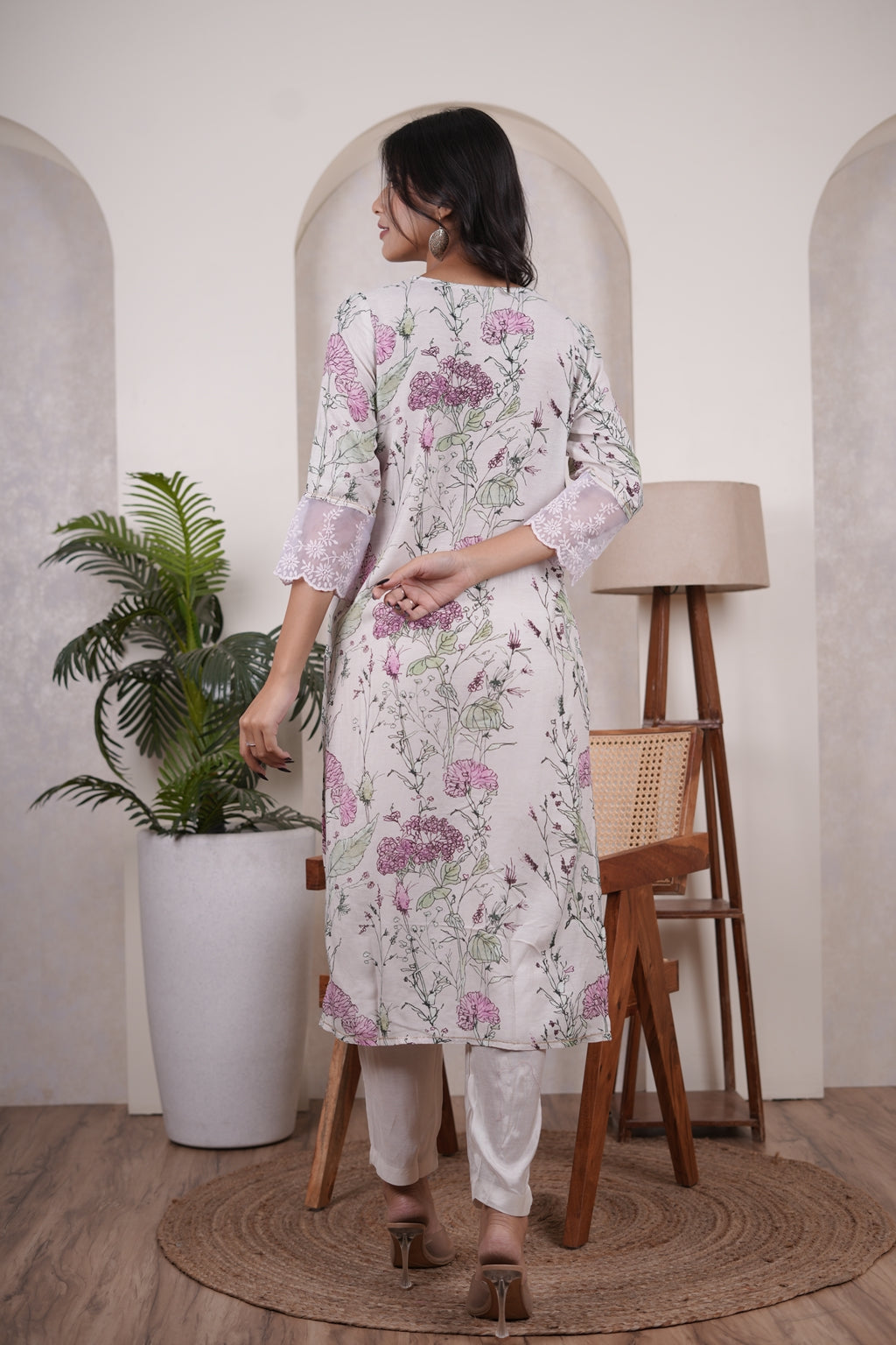 Green with Pink Kurti Pant dupatta set