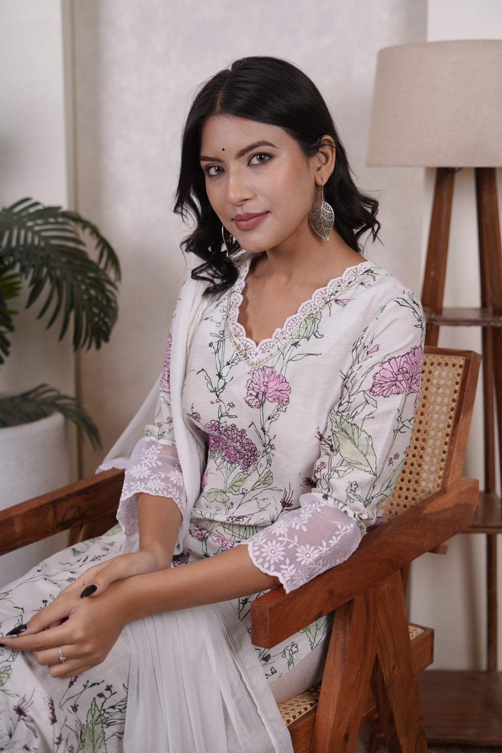 Green with Pink Kurti Pant dupatta set