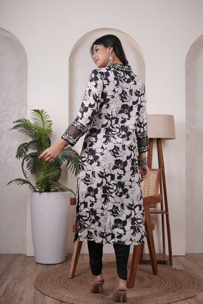 Black Kurti, tulip pant, and dupatta set