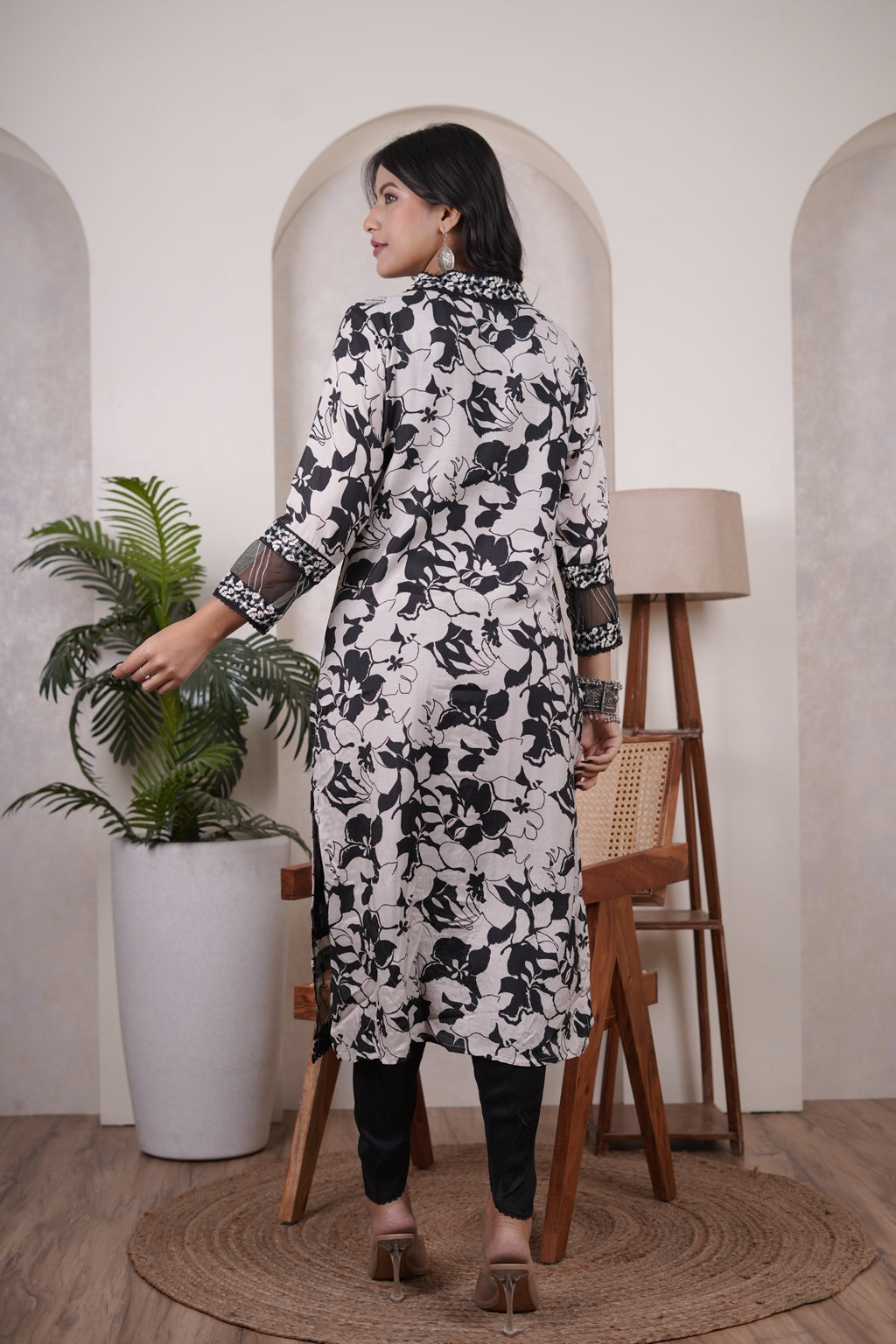 Black Kurti, tulip pant, and dupatta set