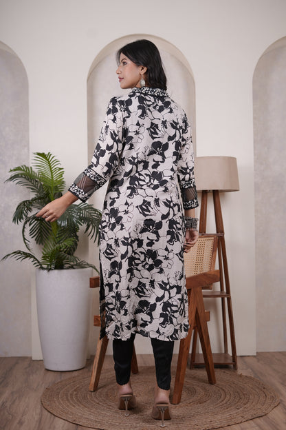 Black Kurti, tulip pant, and dupatta set