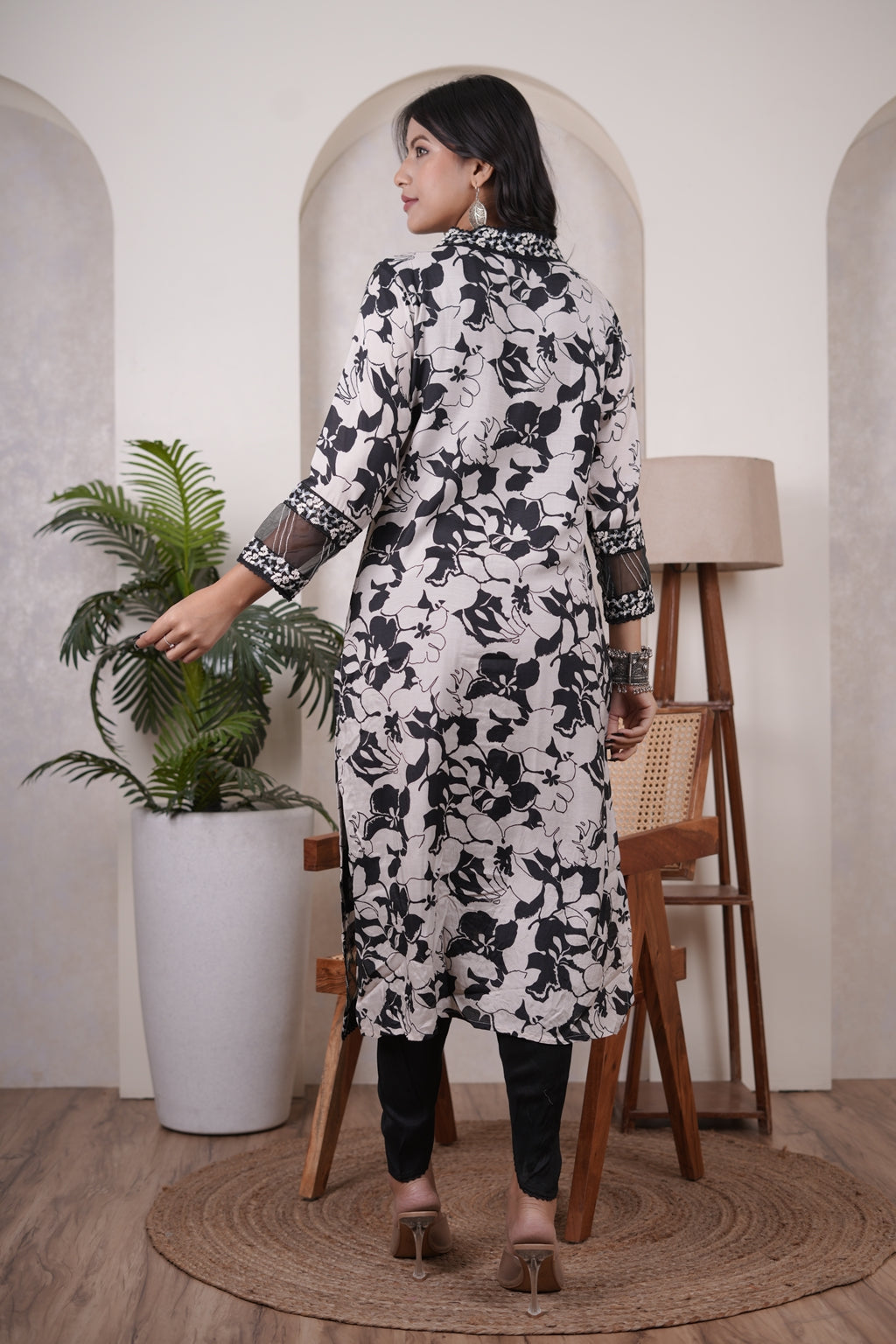 Black Kurti, tulip pant, and dupatta set