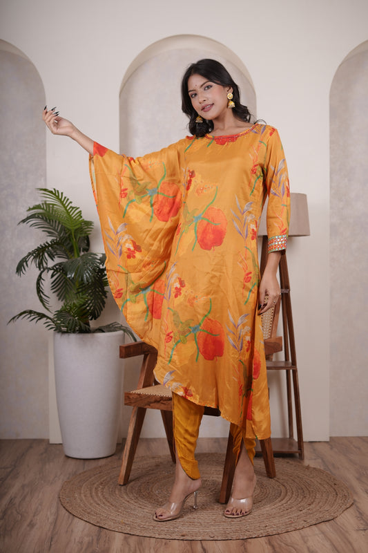 Mustard designer cord set with tulip pant