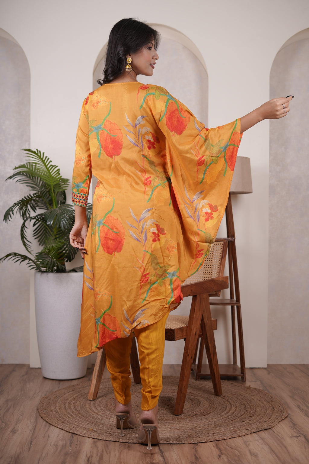 Mustard designer cord set with tulip pant