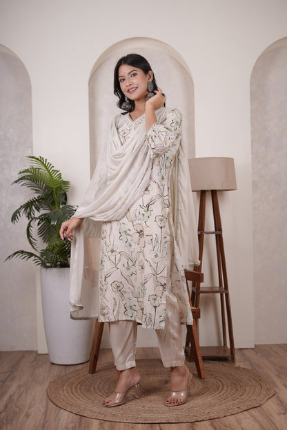C - Green  Kurti Pant dupatta set
