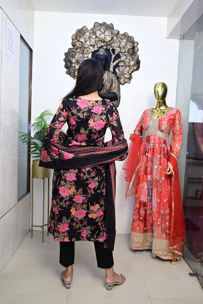 Black Kurti pant dupatta set