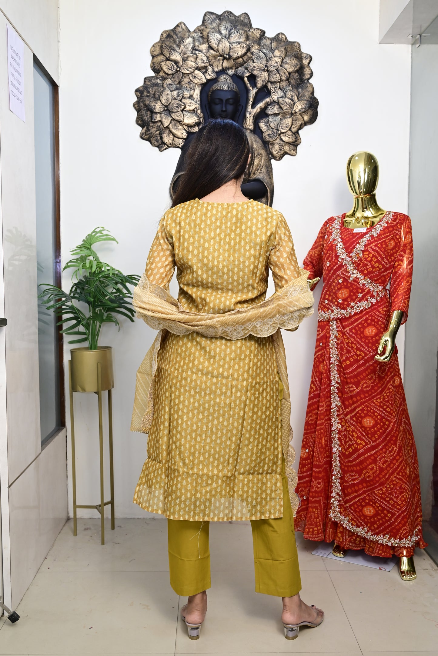 Yellow Kurti pant dupatta set