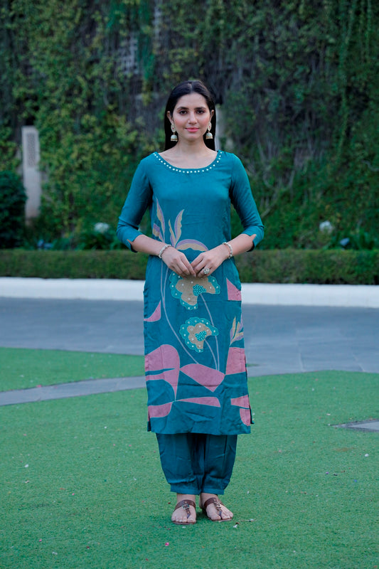 Blue Kurti, Pant Set
